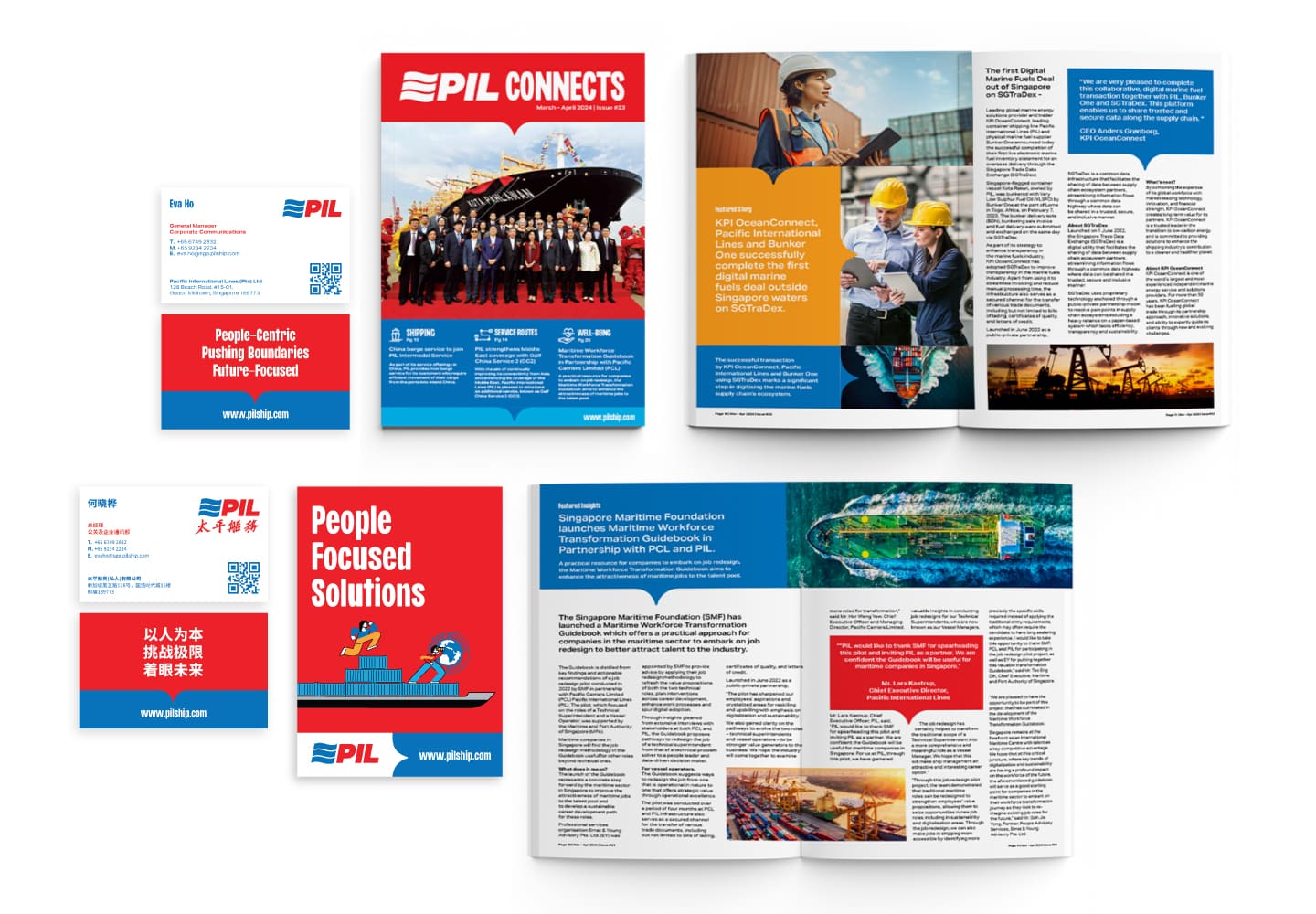 PIL Connects magazine, business cards and print collateral
