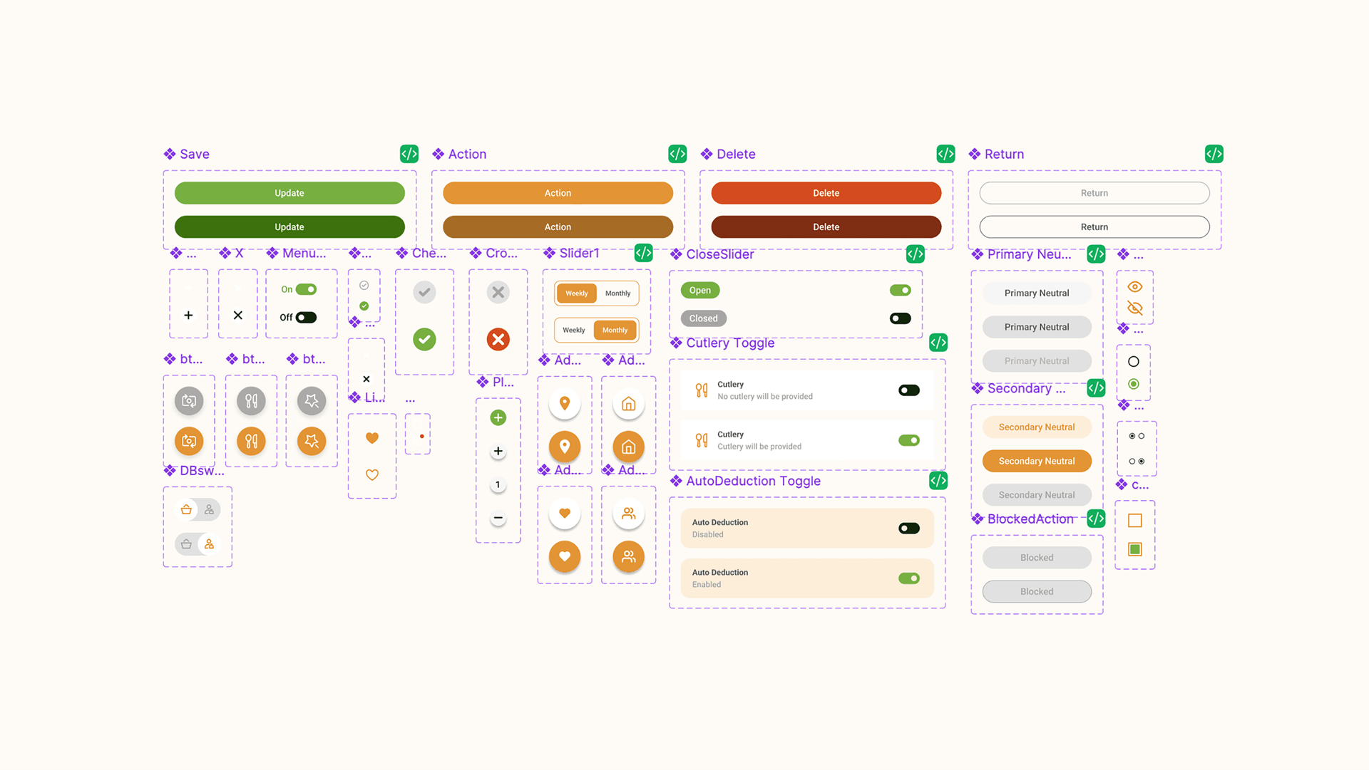 Send design-system components: buttons, toggles and status states